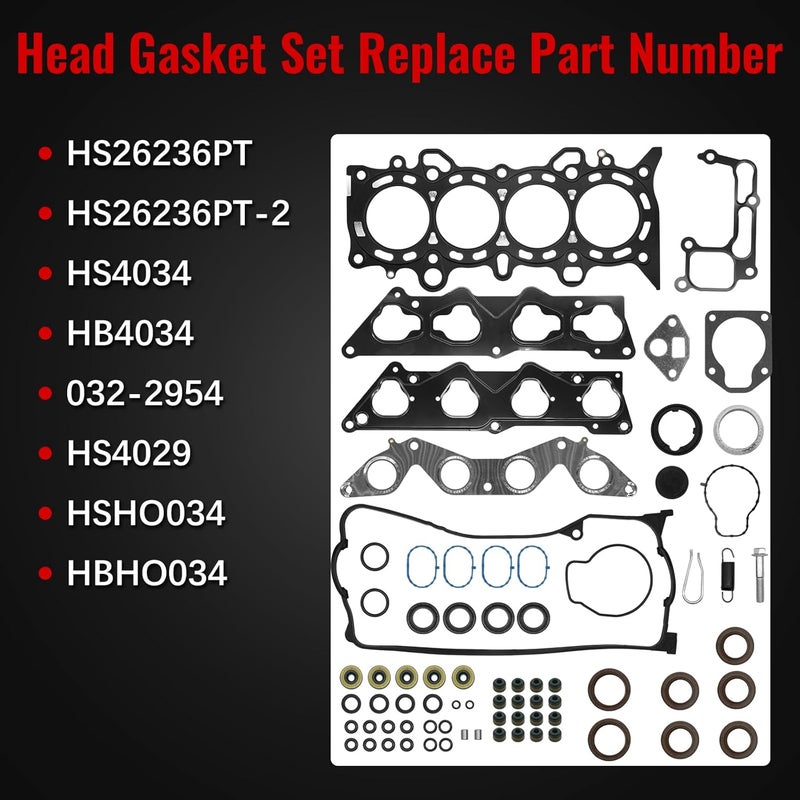 zuverlass HS26236PT Head Gasket Timing Belt Set with Water Pump Compatible with Honda Civic LX DX EX HX 1.7L D1A71 D17A2 D17A6 2001-2005, Replace HS26236PT-2, HS4034, TCK312 - Image 3